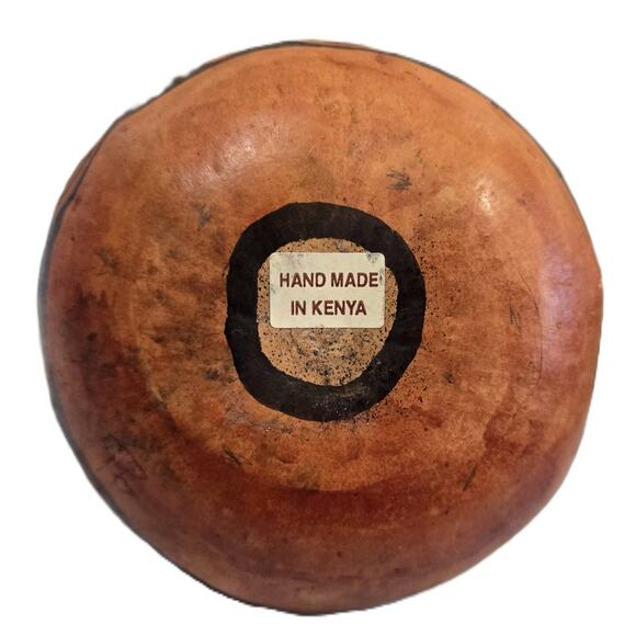 Vintage Hand-Painted Elephant Tribal Designs Gourd Kenya Folk Art 8" - Picture 5 of 6